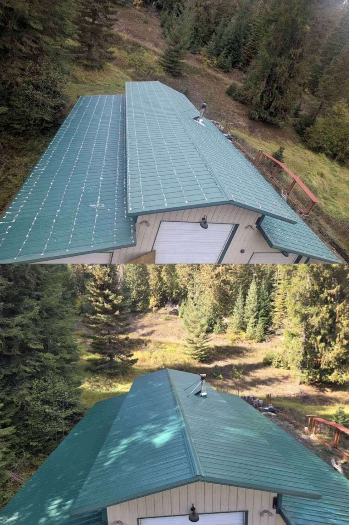 Green Metal Roof — Before & After